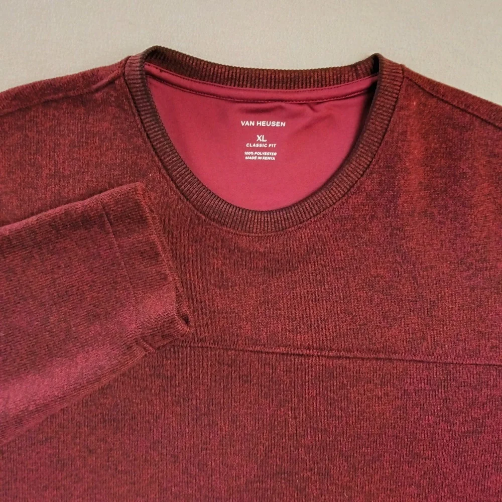 Van Heusen Mens Regular Fit Burgundy Long Sleeve Crew NeckPull Over Sweater - XL
